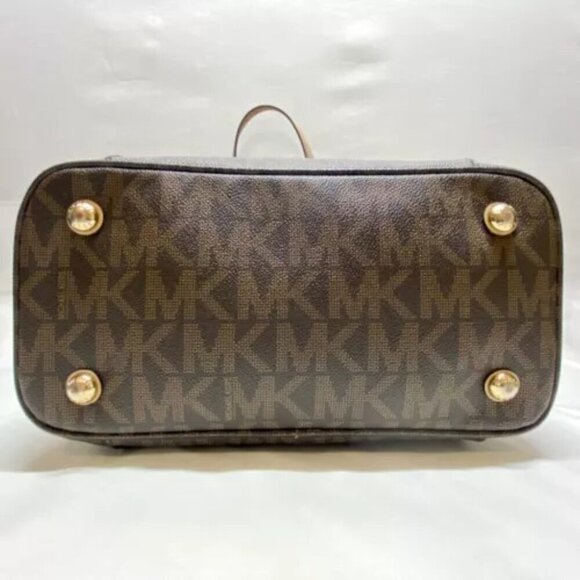 Michael Kors Signature Jet Set East West Top Zip Tote Brown Khaki Saffiano EUC - Picture 7 of 15